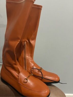 Women's Tall Boot-Loafer in Burnt Orange